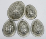 Five Easter chocolate molds, 1/2 molds, bunnies doing activities
