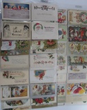 100 antique Christmas postcards, about 66 are Santas