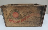 Berlin Brewing Co Fox River Brewery wood beer box, Berlin Wis