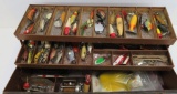 Vintage Kennedy metal tackle box and over 43 lures, bobbers, and plugs