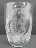 Pre Prohibition Cream City Brewing Co Milwaukee Wis etched glass, 3 1/4