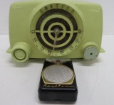 Vintage lime green Crosley table top radio & Real Tone Electra Model TR 801