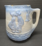 Blue and white stoneware Dutch design milk pitcher, 7