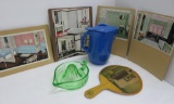 Vintage Kichen lot with Sunkist reamer, refrigerator pitcher and advertising