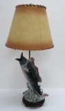 MCM Beach Boho fish lamp with latching shade, working, 29