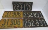 Five 1940's Wisconsin license plates, 13