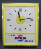 Plastic Pepsi clock, Say Pepsi Please, works, 13