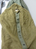 US Military lot, sleeping bag with liner, wool shirt, shovel and mess kit