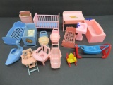 Vintage Doll House furniture, Renwal, Acme, Thomas, Allied, and unmarked, 15 pieces