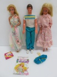 Three vintage Barbie dolls, Barbie and Ken