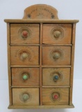 1940's 8 drawer spice cabinet with colored drawer knobs, 17
