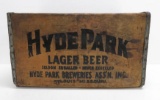 Hyde Park Lager Beer wooden crate, 17 1/2