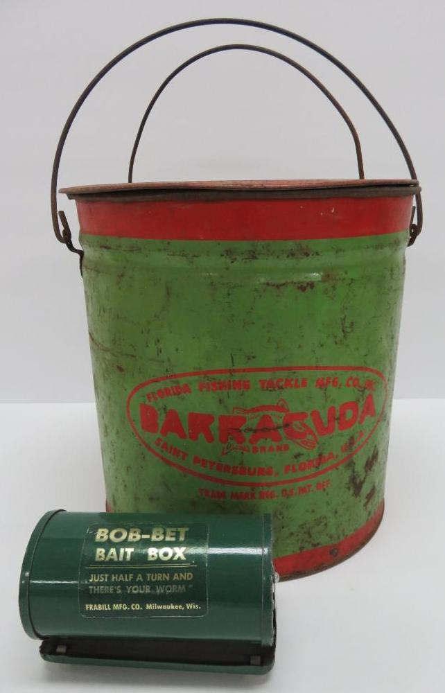 Vintage Barracuda minnow bucket and Bob-bet bait