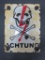 WWII German Mine warning sign, enamel, 4 1/2
