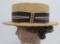 Vintage Fine Straw hat, boaters hat, 7 1/8