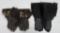 Two fur and leather mittens, elbow length