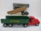 Four piece pressed steel Tonka hauler set, Grain hauler, log hauler, cab and Steel carrier, 34