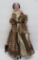 Antique wood and leather doll, 11 1/2