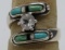 Native American ring, CZ solitaire with inlay stones, size 6 1/2, marked 