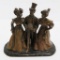 Antique Bronze statue, strolling family, 5