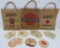 Vintage Blatz advertising 19 assorted coasters and three paper bags