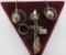 Modernistic design jewelry, earrings, rings, crucifix