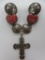 Native American cross collar pin with inset stones, marked WW sterling