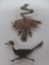 Navajo sterling road runner pin and modernistic bird symbol pin/pendant 925