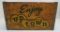 Enjoy Up-Town wooden beverage box, great color graphic, 18