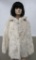 Vintage rabbit fur coat, white, size small, 30