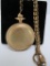 Elgin 15 jewel Pocket watch with chain, etching on front and back of case