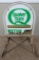 Quaker State Motor Oil double sided curbside sign, iron stand