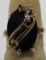 Black onyx and diamond ring, size 6