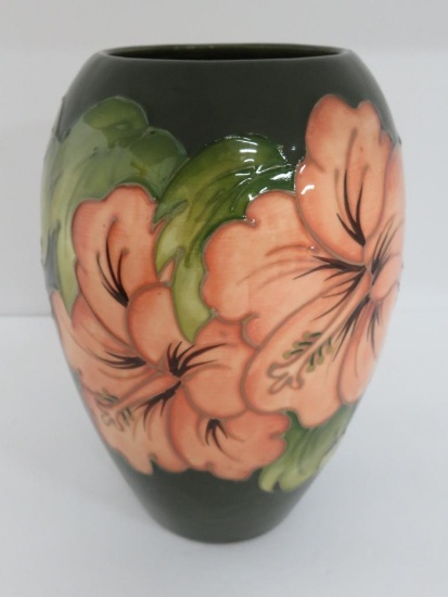 Moorcroft pottery vase, 7", Walter Moorcroft, Hybiscus c 1960