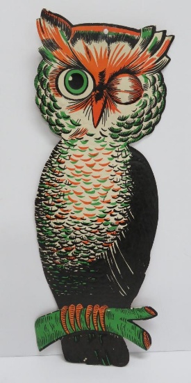 Vintage Halloween Winking Owl paper decoration, 22"