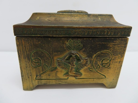 Egyptian Revival Benedict Karnak brass 684, jewelry box, 2 1/2" tall and 3 1/4" long, Deco style