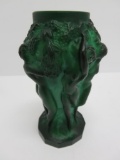 Green Malachite vase, six nude maidens, 5