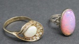 Two vintage opal rings, sterling