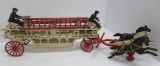 Cast iron Fire Department Ladder truck toy, horse drawn, 31