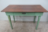 Single drawer Work Table, painted with stained top, 43 1/2