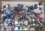 About 149 handmade marbles, clay, decorated clay and bennington