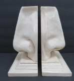 Heavy Faux Marble Oversized Human Nose bookends, C2C, 8 3/4