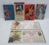 Six Pin up trade cards and blotters