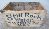 Waukesha Still Rock Water wooden box, 16