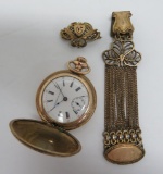 Washington Watch Co, Ill pocket watch, fob and pin