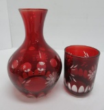 Ruby Flash glass guest set, water bottle and glass