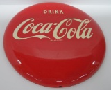 Vintage Drink Coca Cola metal disc sign, 12