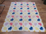 Vintage four tulip patterned patchwork quilt, 87