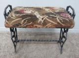 Cast iron radio bench with floral design, 22