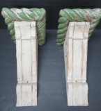 Pair of fantastic wooden antique architectural corbels, 14